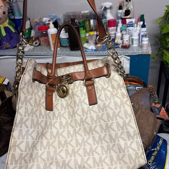 Michael Kors Cream and Brown Signature Tote - Picture 2 of 2